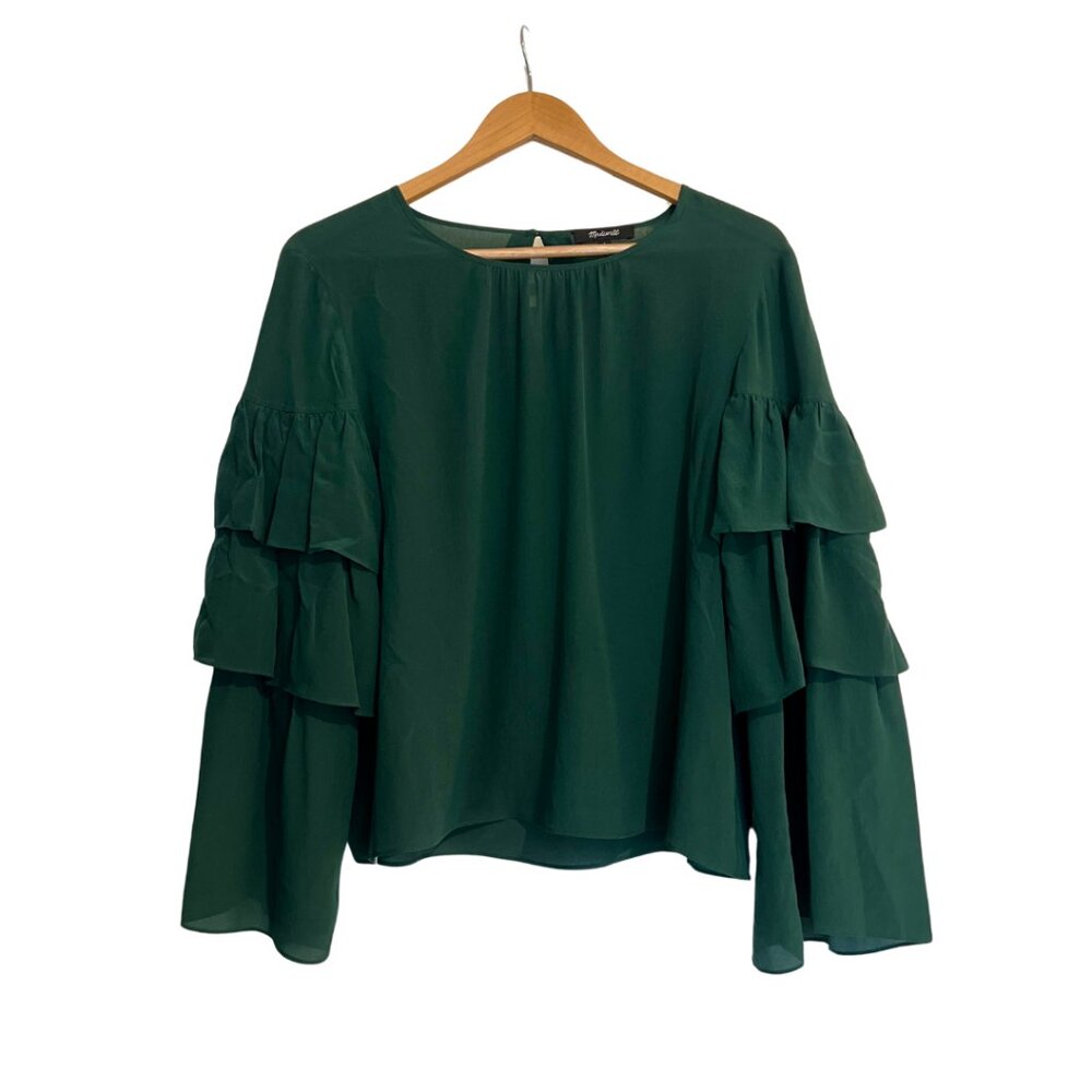 Madewell silk ruffle-sleeve top